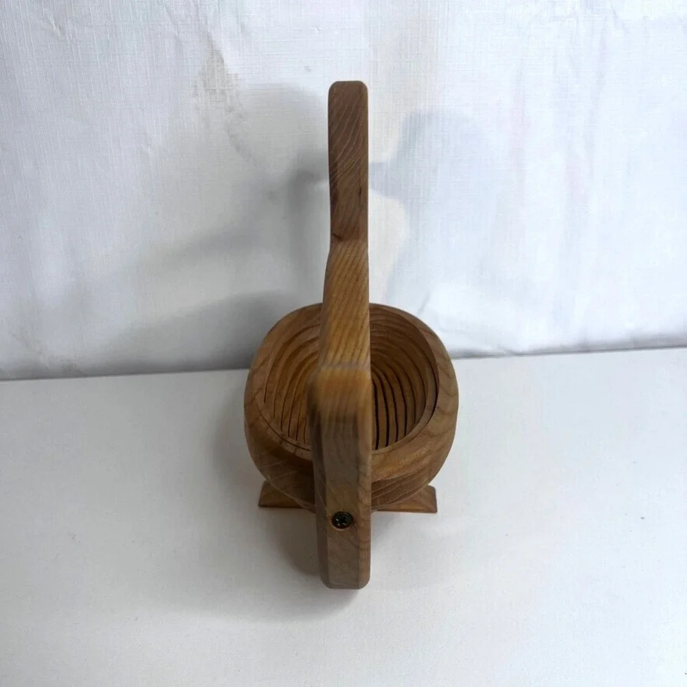 Duck Handcrafted Collapsible Wooden Basket Bread Fruit Bowl Decor Farmhouse